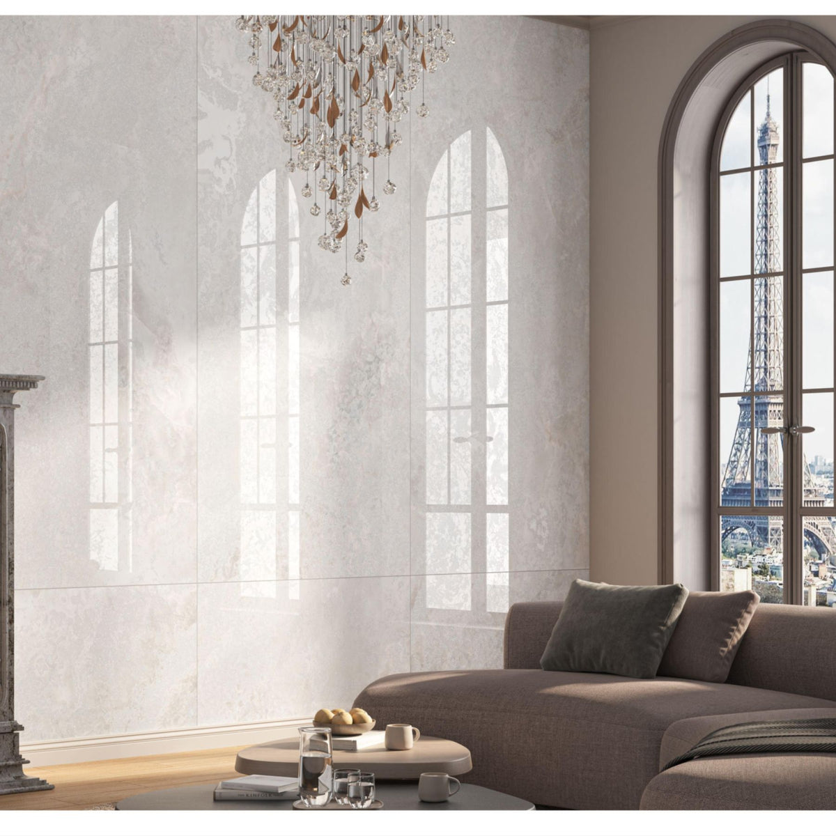 Onyx Cin Sparkle Colorbody porcelain slab 120x280cm, 9mm thick, with a high-shine onyx look for elegant floors, walls and contemporary interiors.