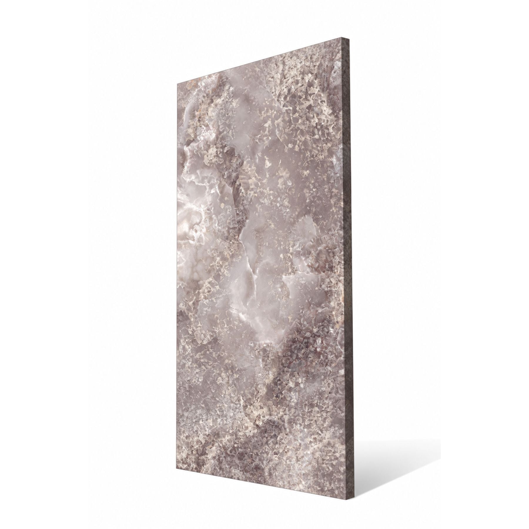 Onyx Wine Sparkle Colorbody porcelain slab 120x280cm, 9mm thick, with a luminous onyx look for elegant floors, walls and contemporary interiors.