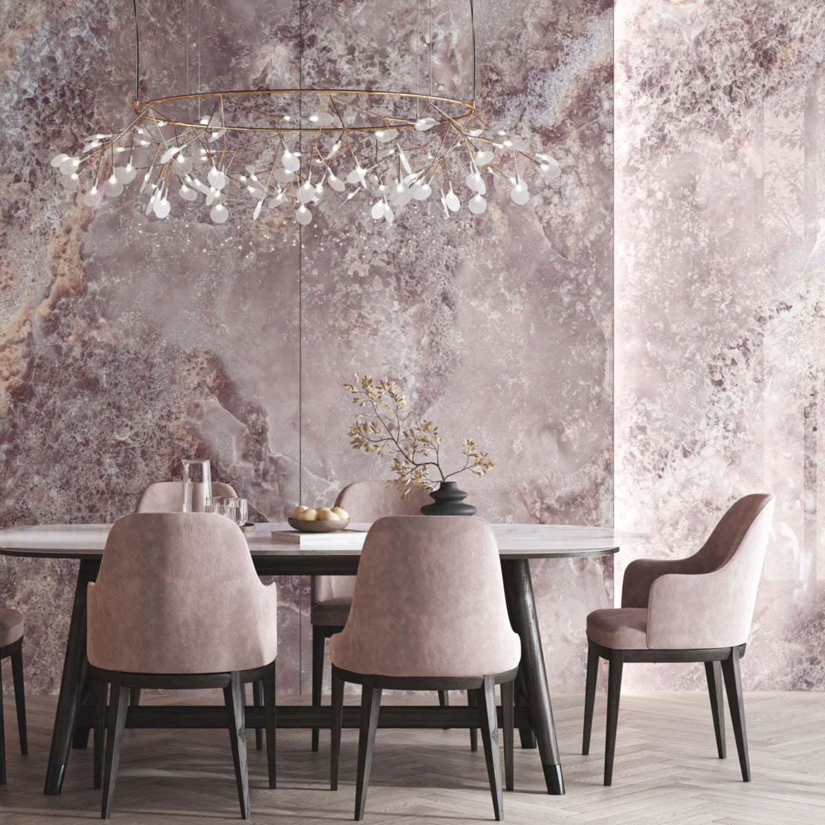 Onyx Wine Sparkle Colorbody porcelain slab 120x280cm, 9mm thick, with a luminous onyx look for elegant floors, walls and contemporary interiors.