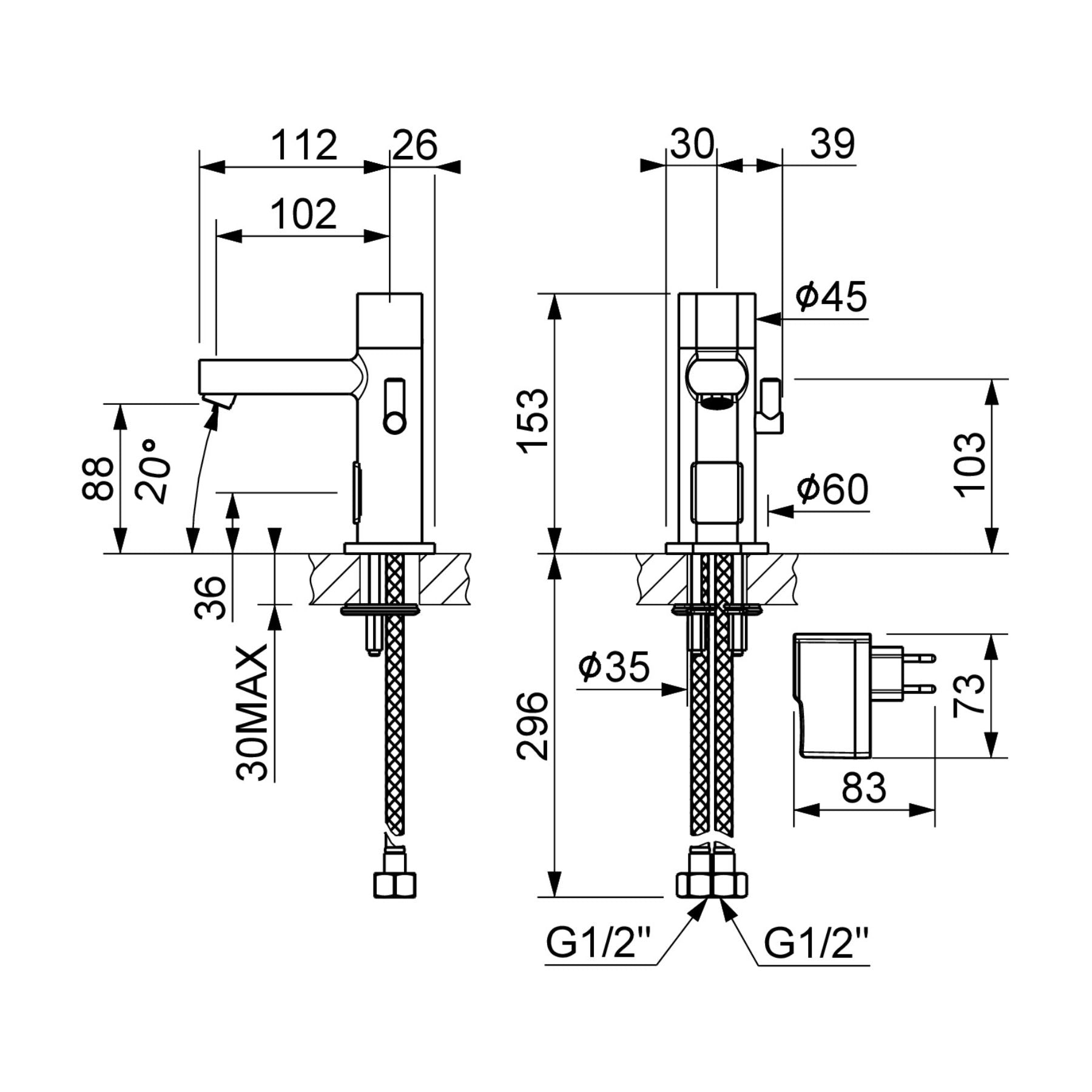 Premium battery-powered electronic sink mixer tap with above-counter installation and adjustable water-saving flow limiter technology.