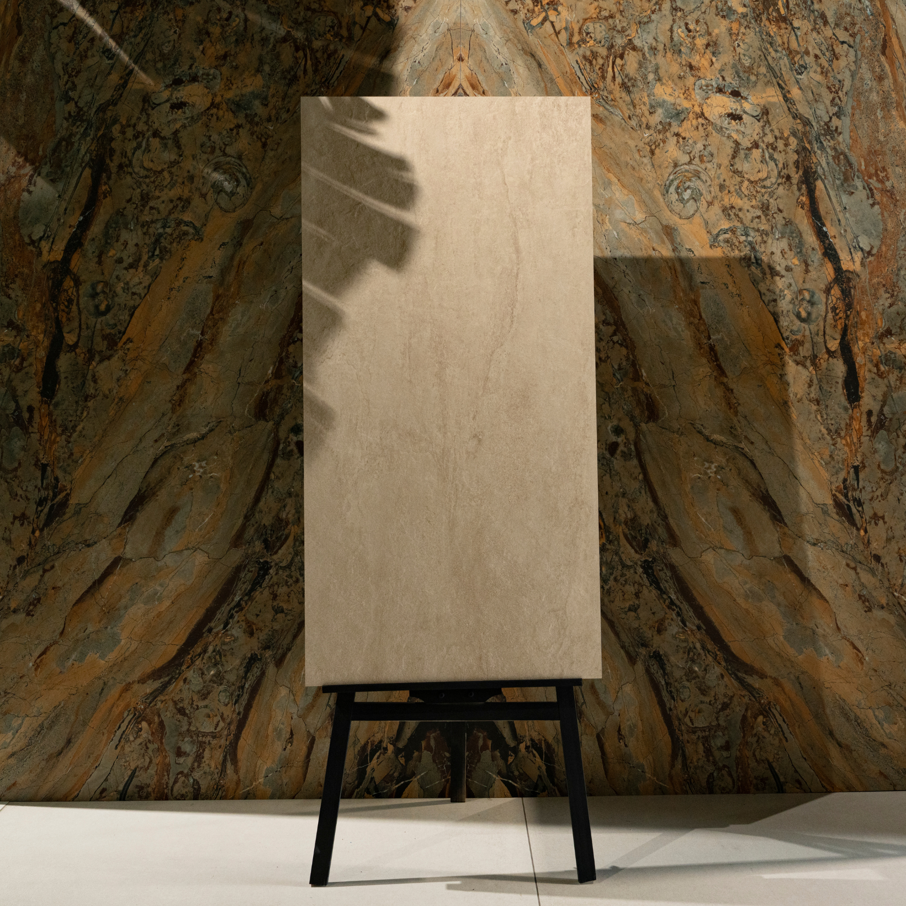 Rasa Beige porcelain tile 60x120cm 2mm thickness, beige stone look design, durable porcelain tile for modern floors and walls.