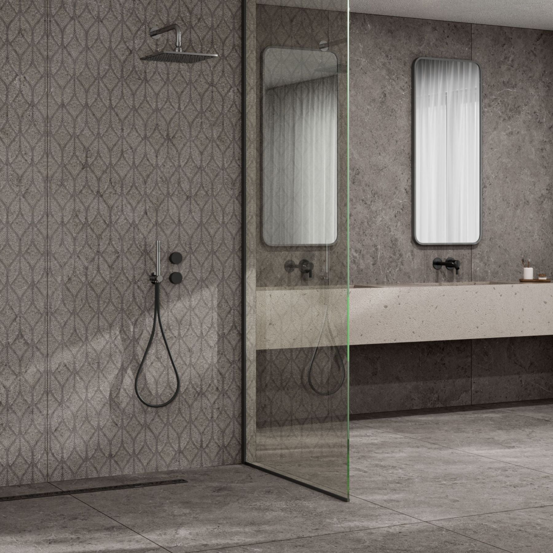 Romantic Nero Shape Colorbody porcelain slab 120x280cm, 9mm thick, with a sleek dark finish for elegant floors, walls and contemporary interiors.