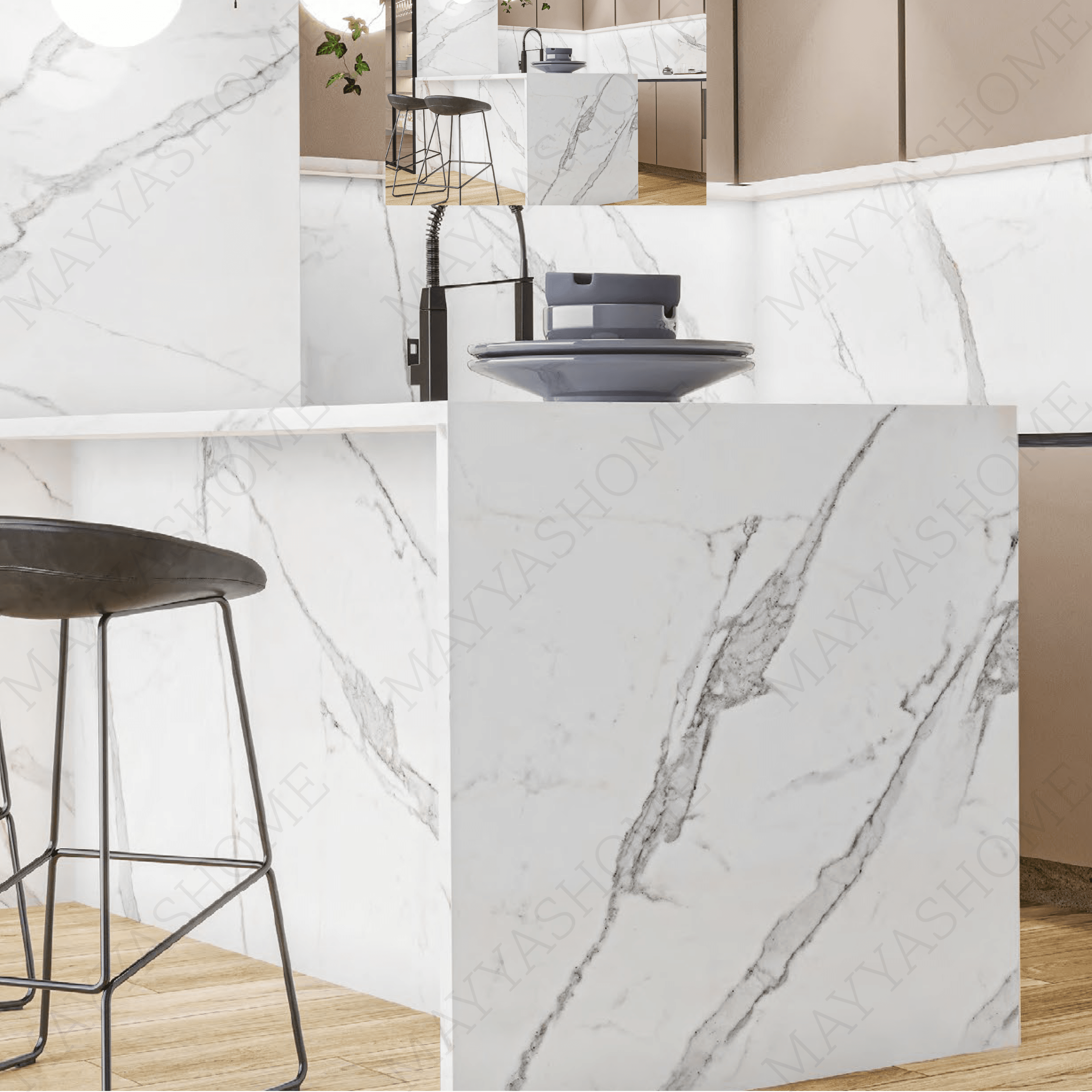 Satori Statuario matt porcelain tile 120x278cm. Marble-inspired design, 09mm thick, durable and elegant for modern walls and floors.
