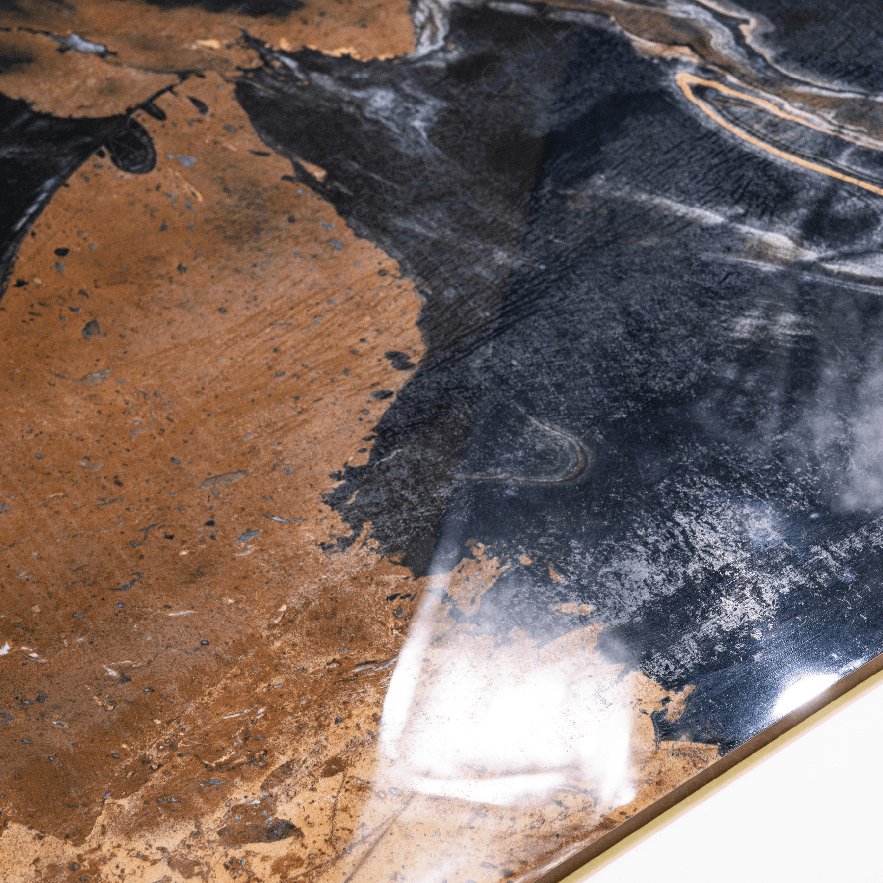 Shop SIMONA BLACK large format porcelain tile 600x1200mm with a high glossy marble-look finish and 9MM thickness. Durable, scratch-resistant, and ideal for floors and walls in modern interiors. Perfect for elegant, easy-care spaces.