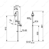 Shower column with adjustable shower head, wall bracket and G1/2 female connection. Ideal for hotels, healthcare facilities and residential bathrooms in UAE.