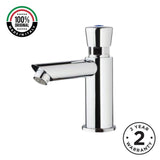 Single water timed sink tap with 8–12 second push-button control, anti-vandal protection and water-saving flow options. Ideal for UAE commercial and public washrooms.
