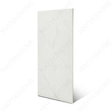 Statuario Pulido matt marble effect porcelain tile 60x120cm with 9mm thickness features white base, soft grey veining and smooth finish.