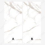 Statuario Venetian glossy porcelain tile 120x280cm. Classic white with bold grey veins, 09mm thick, perfect for luxury walls and modern interiors.