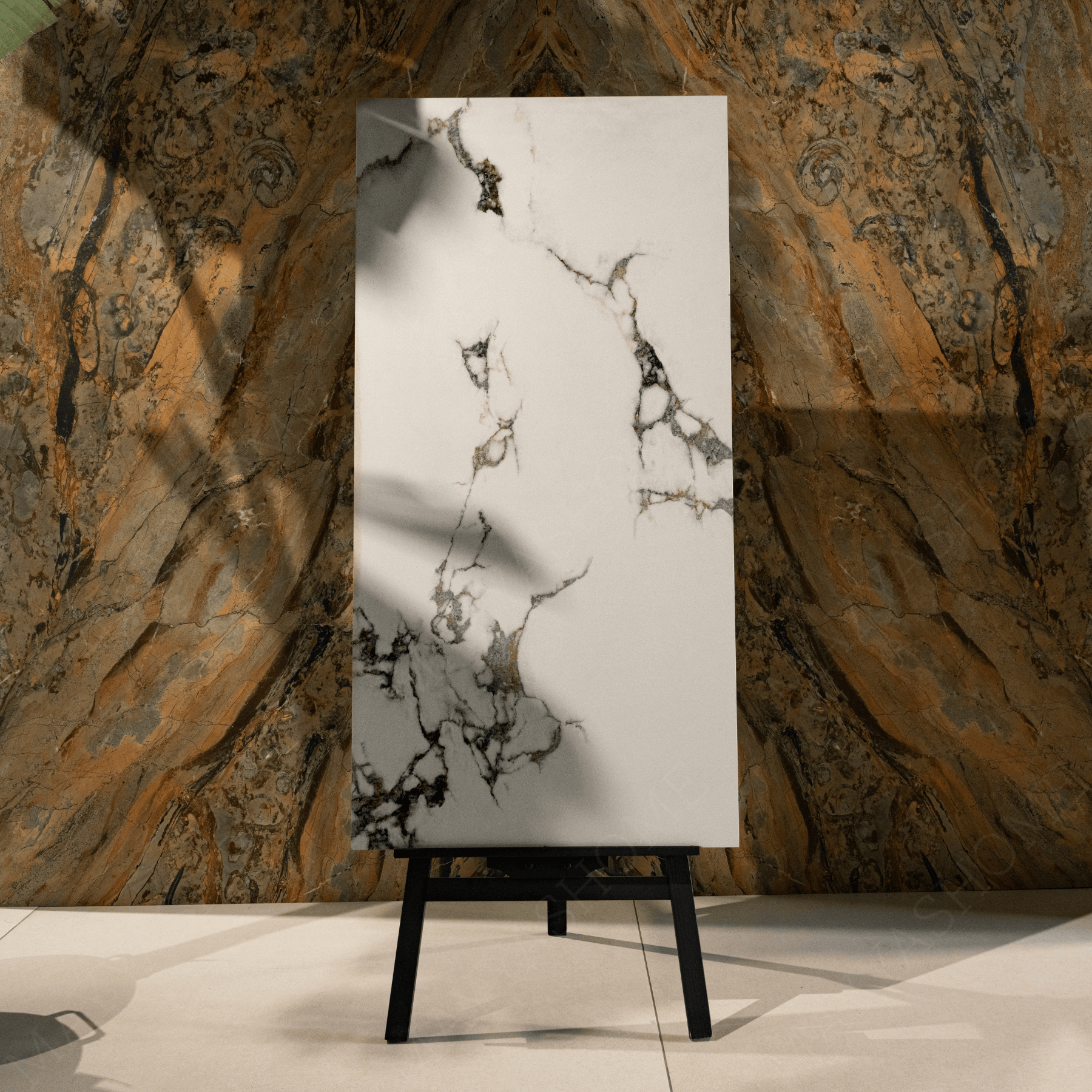 Statuario Vistota porcelain tile 60x120cm with 9mm thickness, Italian marble look, durable porcelain, ideal for floors and walls.