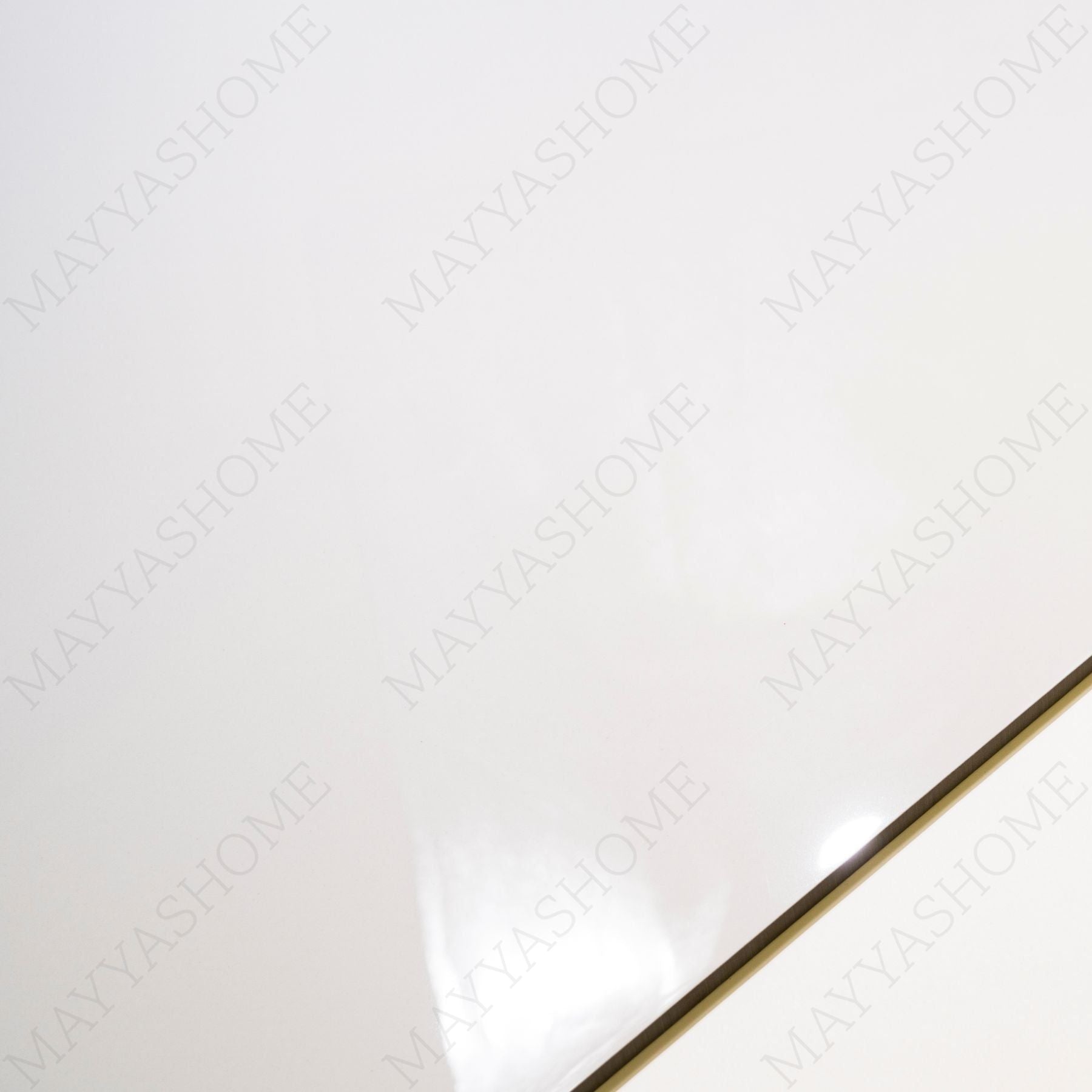 Super White glossy marble effect porcelain tile 60x120cm with 9mm thickness features pure white base, subtle grey veins and polished finish.