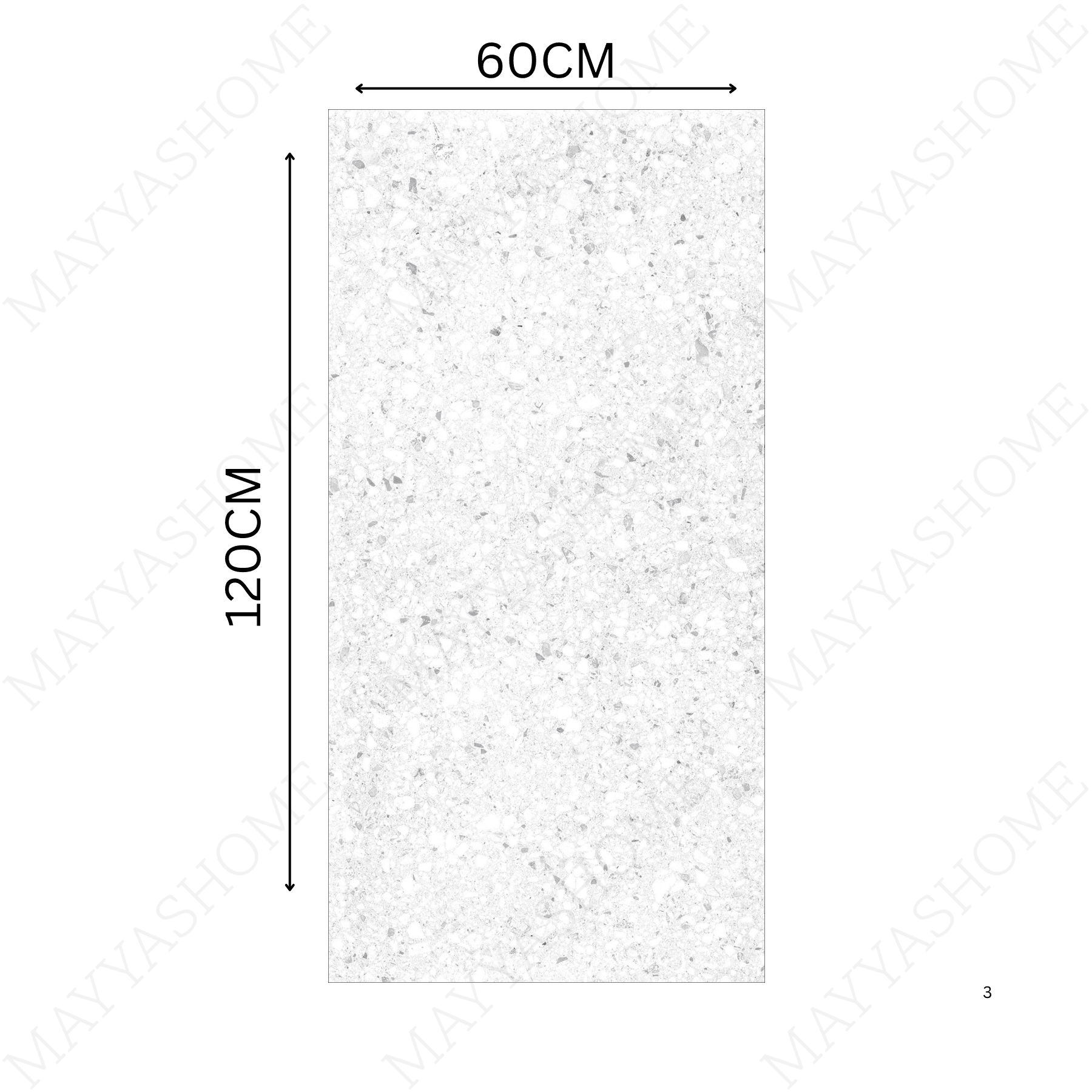 Terrazo Bianco 60x120cm porcelain tile, 20mm thick with R11 rough matt finish. Elegant terrazzo look, ideal for outdoor and high-traffic spaces.