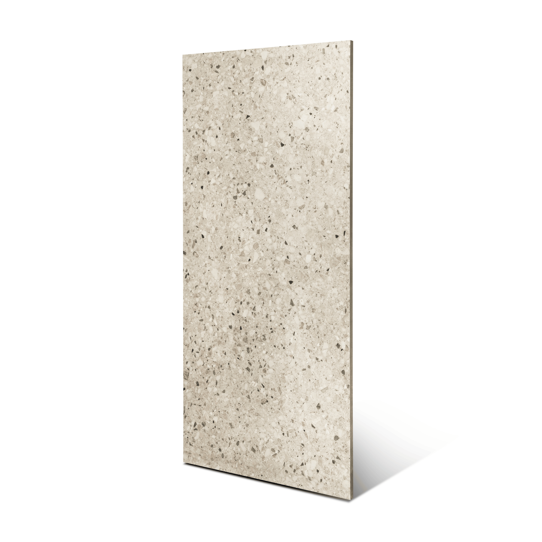Terrazo Crema porcelain tile 60x120cm 20mm thickness, terrazzo look design, durable porcelain tile for indoor and outdoor floors.