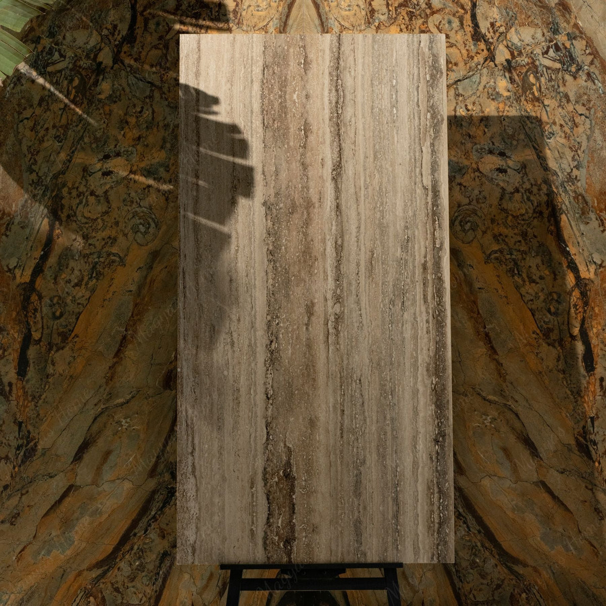 Travert Rock Beige 80x160cm 9 mm carving matt porcelain tiles. Textured beige floor & wall tiles for UAE homes & commercial interiors.