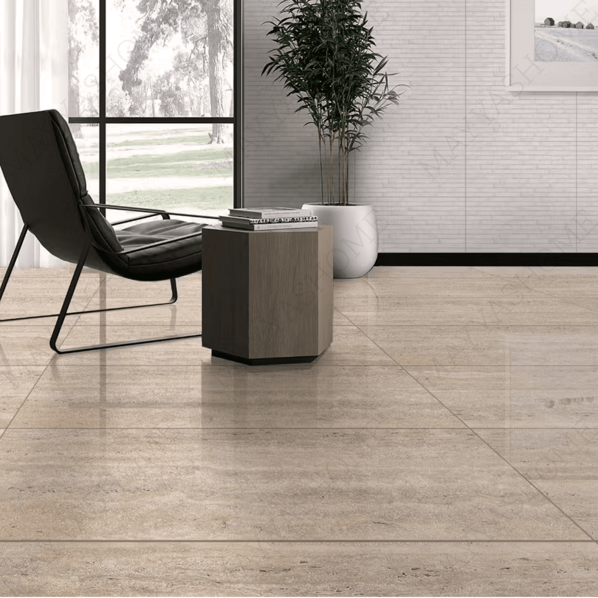  Travertine Beige 120x240cm carving matt porcelain tile. Natural stone look with carved matt texture, 09mm durable thickness for walls and floors.