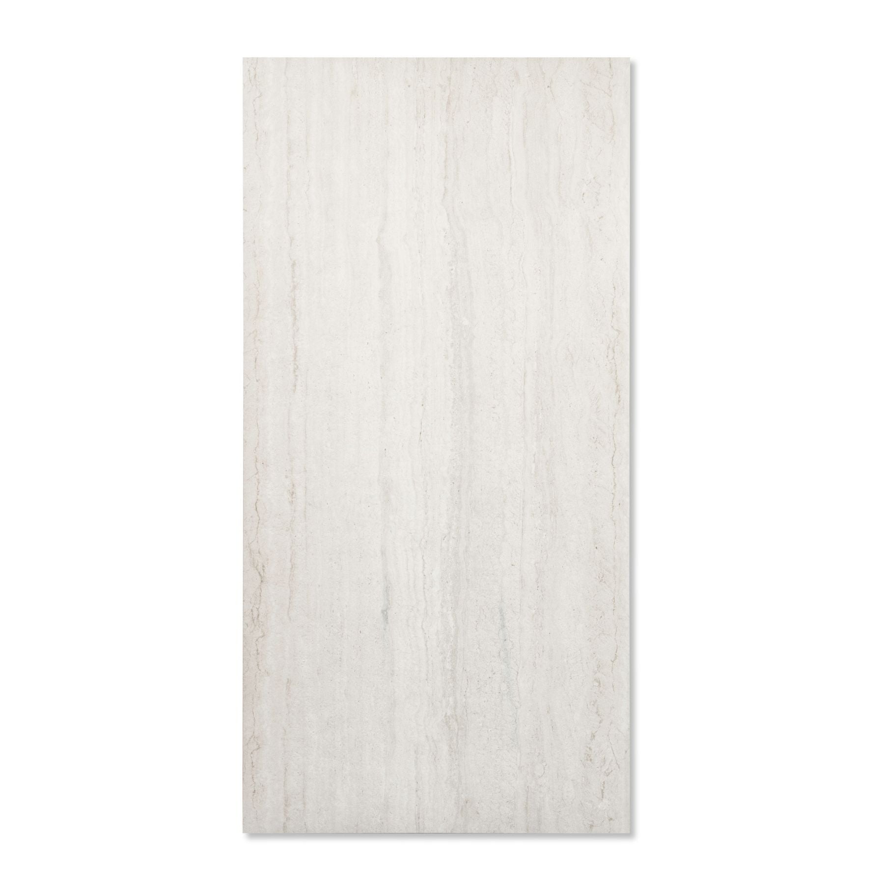 Travertine Bianco matt porcelain tile 60x120cm x 2mm featuring elegant natural stone texture. Durable large format tile perfect for modern floors and walls.