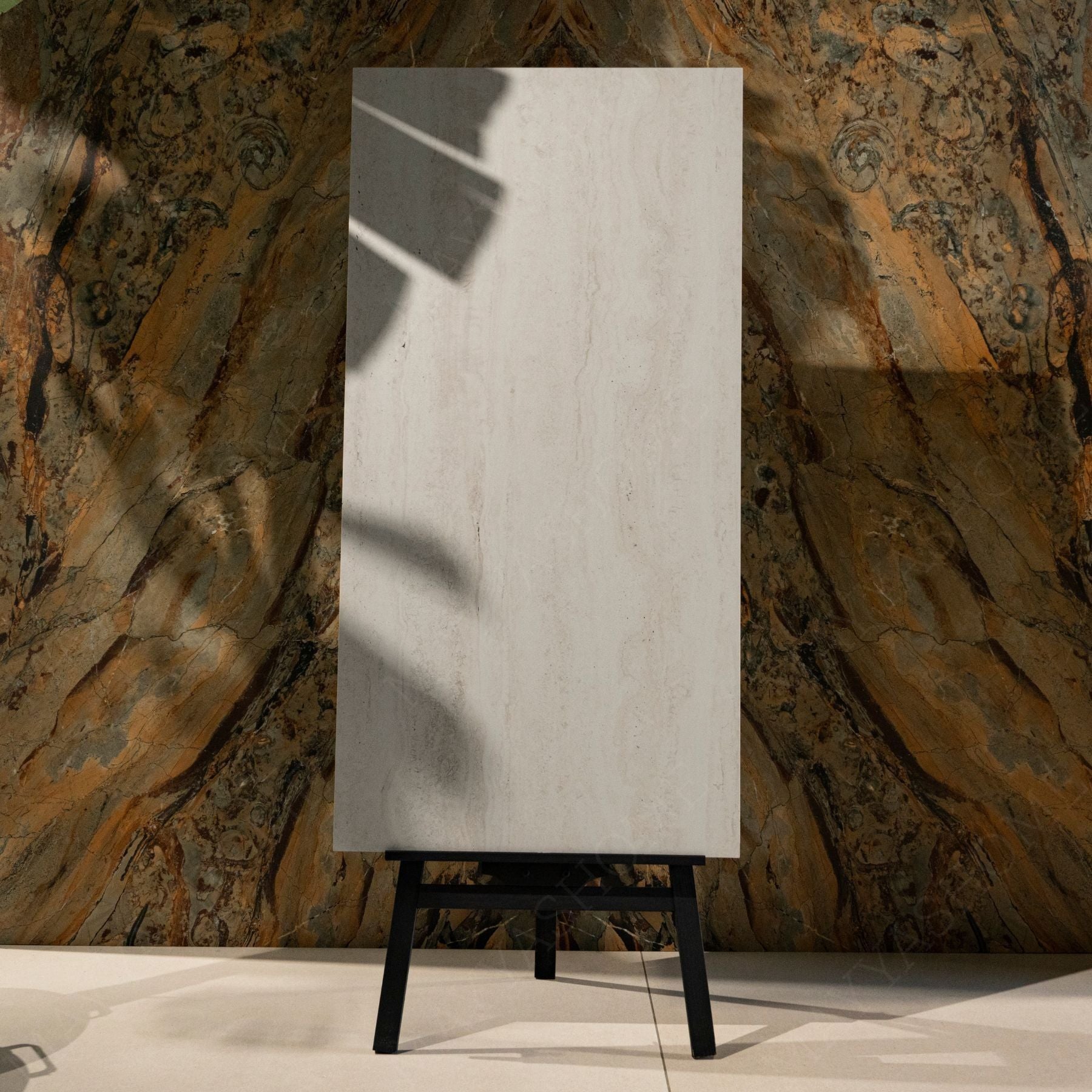 Travertino Silver porcelain tile 60x120cm 9mm thick features a refined travertine look with durable porcelain performance for floor and wall use.