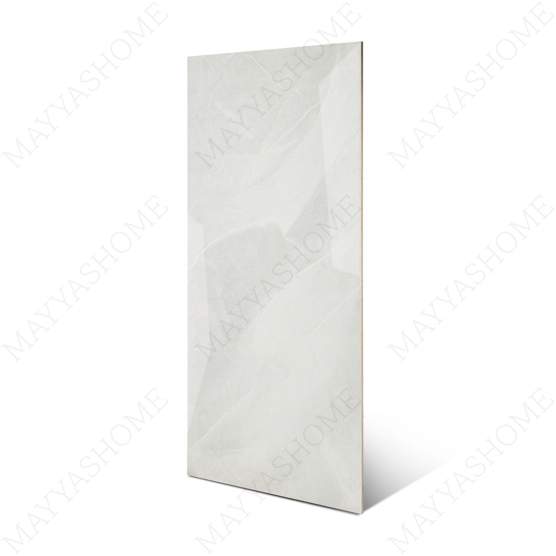 Unica White glossy marble effect porcelain tile 60x120cm with 9mm thickness features bright white tones, subtle marble veining and polished finish.