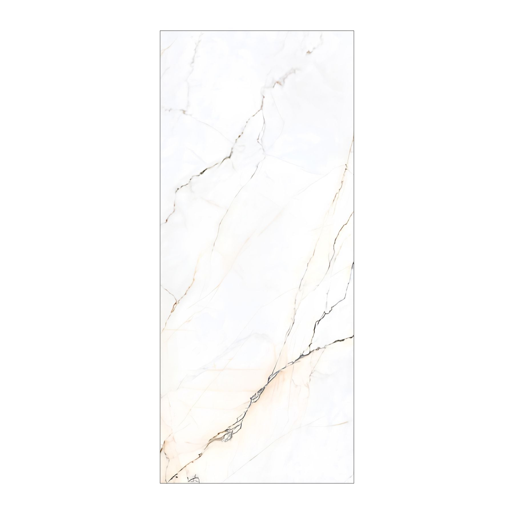 Lincoln Oro polished porcelain tile in 120x280cm with 6mm thickness. Extra-large floor and wall tile for premium residential and commercial interiors.

