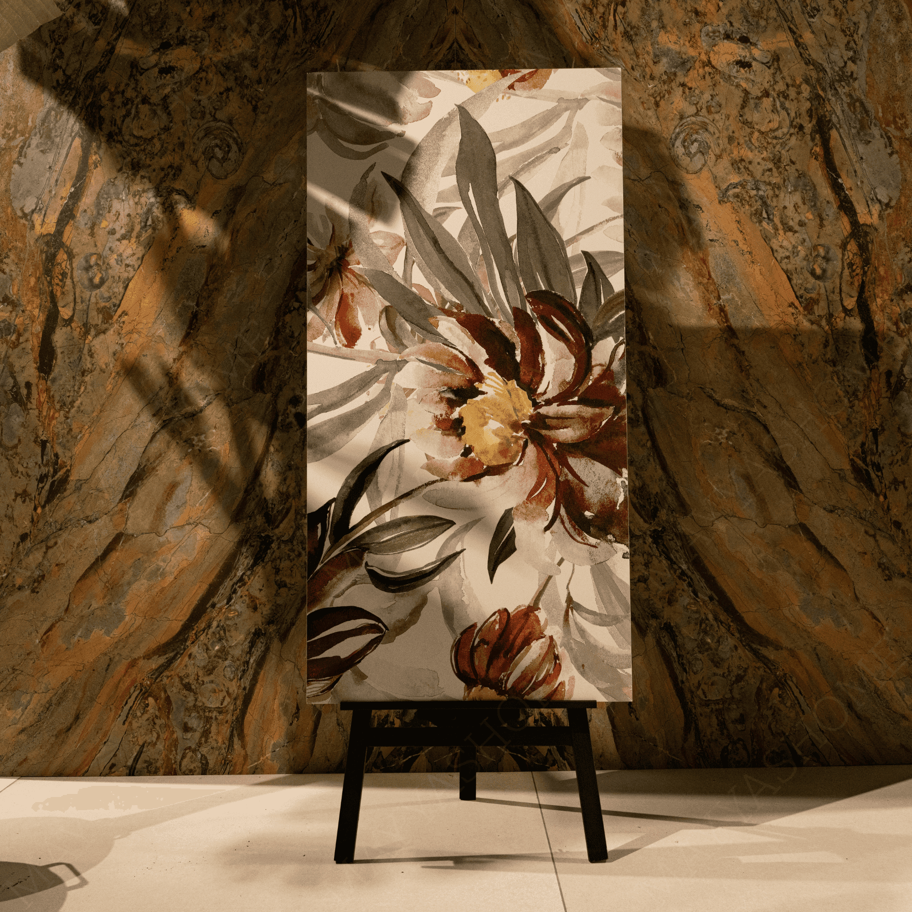 Upgrade your interiors with Hibiscus 60x120cm Infinity Tiles. Featuring a glittering matte finish, these durable 09mm tiles add modern elegance to any space.
