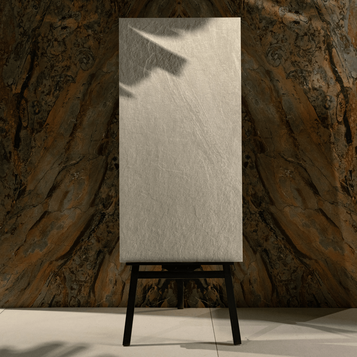 Urban Graphite porcelain tile 60x120cm 2mm thickness, graphite stone look design, durable porcelain tile for modern floors and walls.