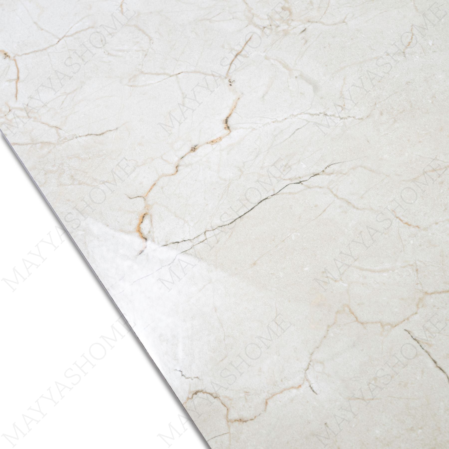 Vanilla Mist glossy marble effect porcelain tile 60x120cm with 9mm thickness features soft creamy tones and elegant shine.