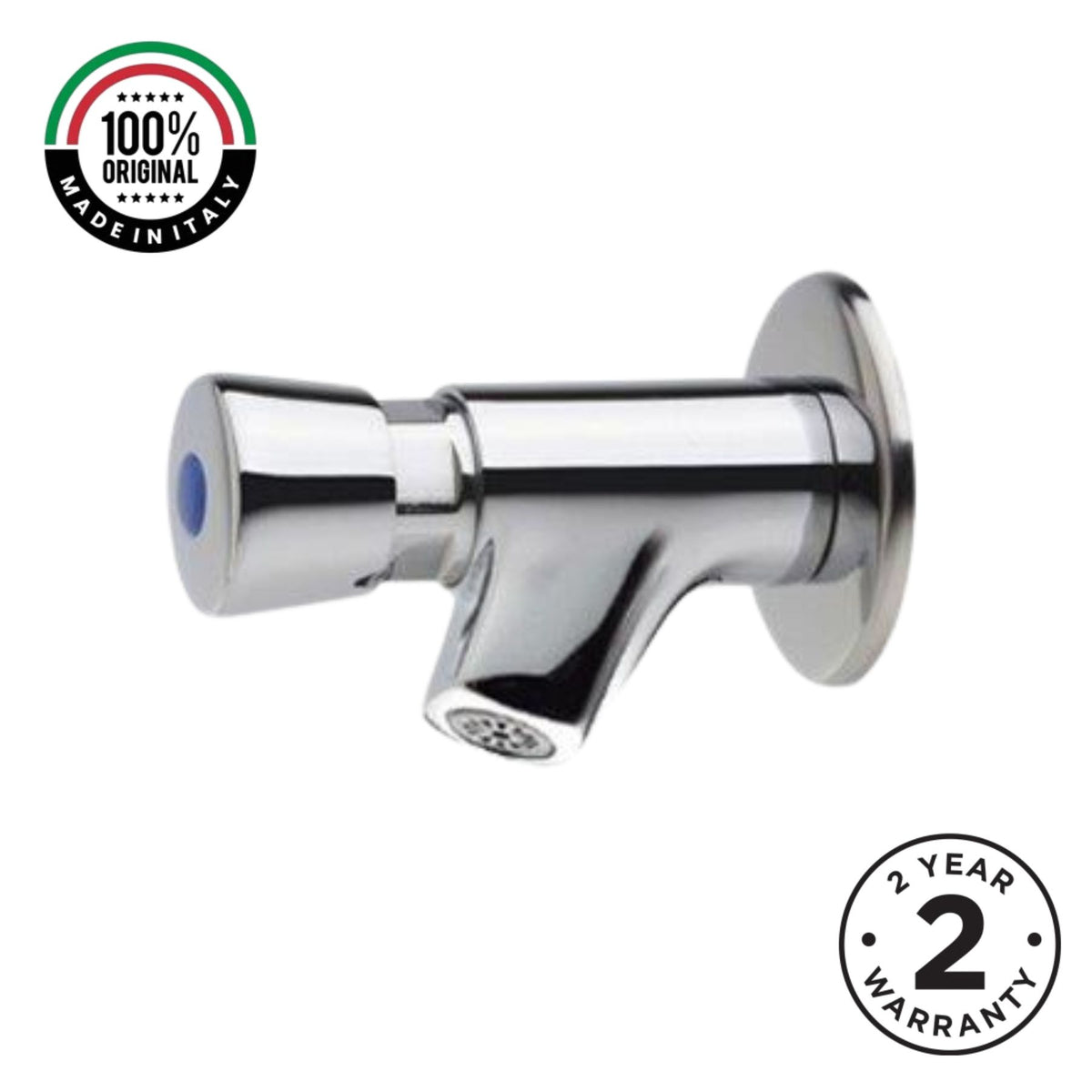 Wall-mounted single-water timed tap with push-button control, adjustable flow and anti-vandal protection for commercial and public washrooms in the UAE.