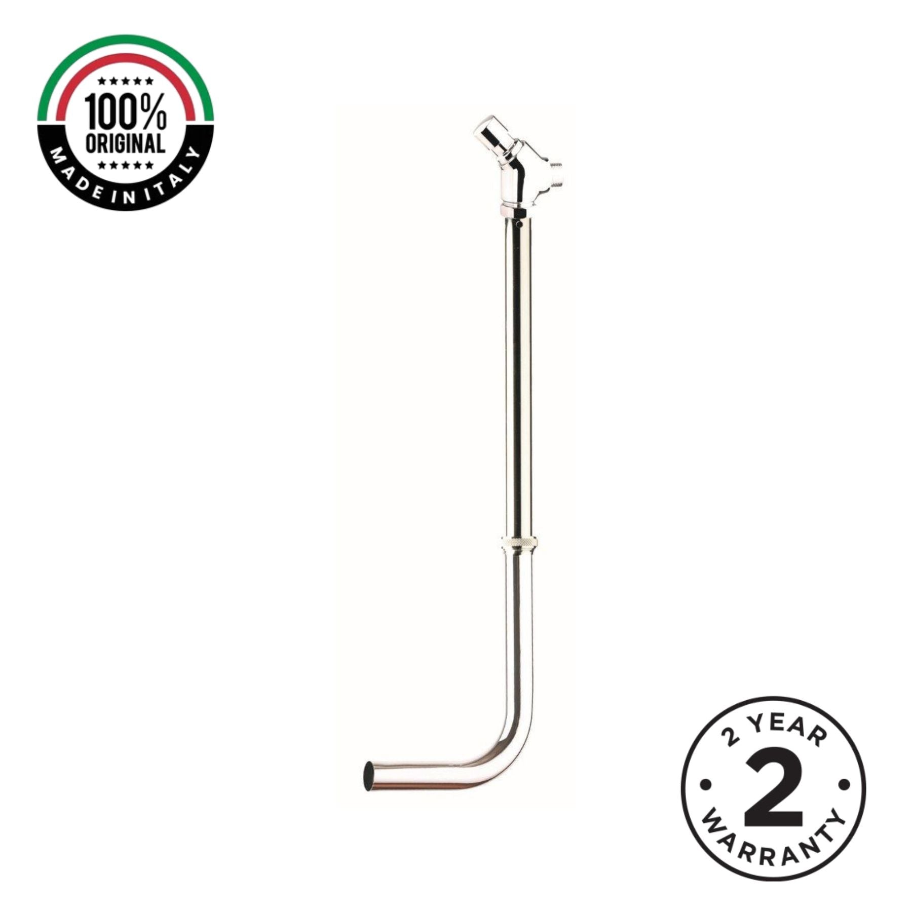 Wall-mounted toilet flush valve with push-button timer control, drain hose and G 1” female threaded spigot connection. Ideal for UAE commercial, hospitality and public washrooms.