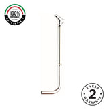 Wall-mounted toilet flush valve with push-button timer control, drain hose and G 3/4” female threaded spigot connection. Ideal for UAE commercial and public washrooms.