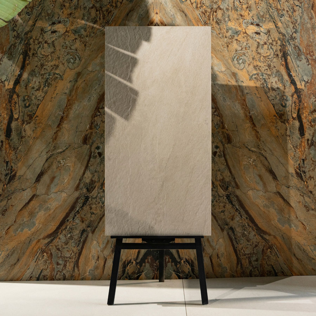 Warm Horizon matt porcelain tile 60x120cm x2mm with warm stone tone, durable large format surface ideal for modern floors, walls and premium interior spaces.