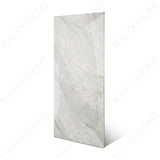Wazti White glossy marble effect porcelain tile 60x120cm with 9mm thickness features bright white base, subtle veining and polished finish.