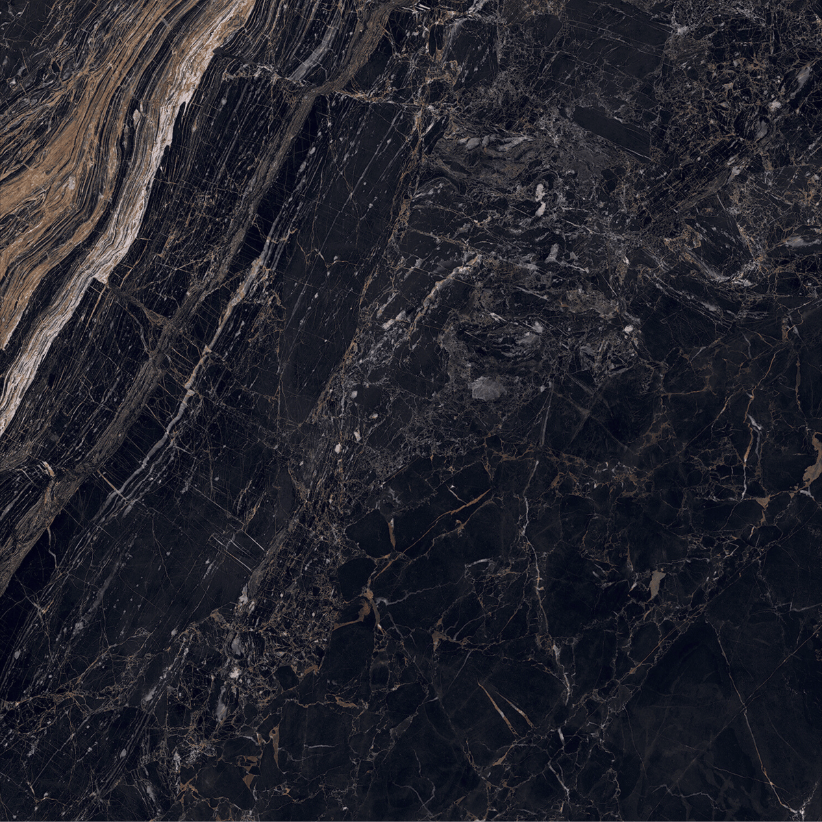 Elite Black 120x240cm 09mm – Book-Match Glossy Tile